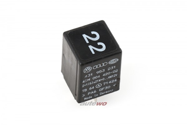 Audi/VW 80/100/A4/A6 Blink-Warnlicht-Relais 22 + AHK 431953231