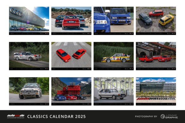 autewo classics Kalender 2025 DIN A2 mit Audi RS2/RS4/Rallye-/Sportquattro