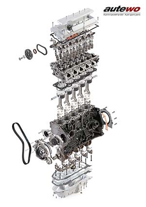 autewo-Poster DIN A0 Schnittzeichnung Audi 2.2l 5 Zylinder 20V Turbo Motor ADU