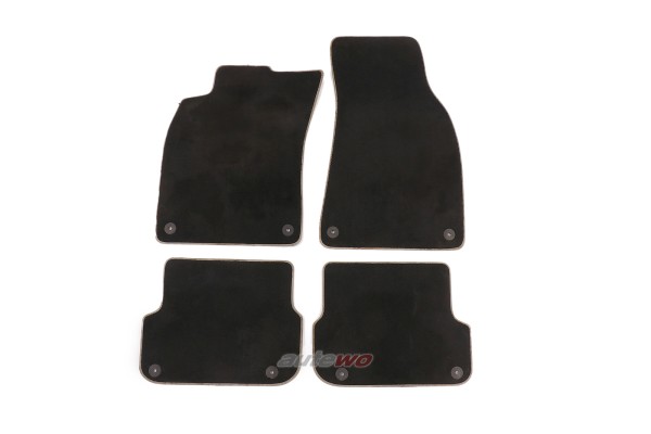 4F0863683D Audi A6/S6/RS6 4F original Fußmatten Set Vorne/Hinten schwarz/silber