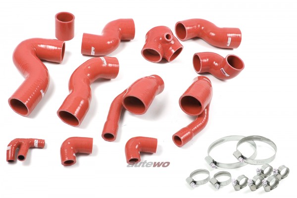 Audi S4 B5/A6 4B/Allroad 2.7l Biturbo Silikon-Druckschlauchset + Schellen rot
