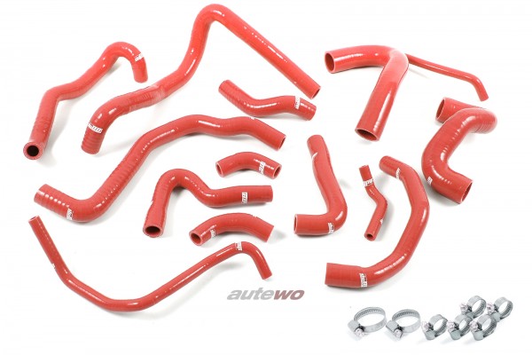 Audi S4/RS4 B5 2.7l Biturbo Silikon-Kühlwasserschläuche + Schellen rot